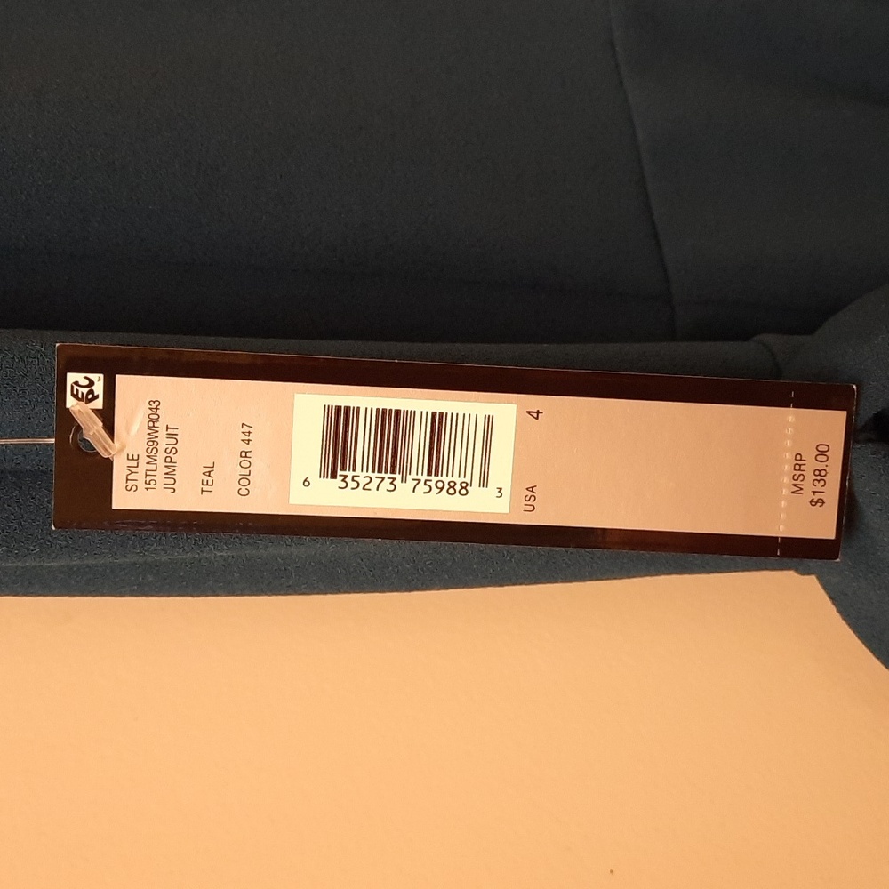 NWT, Tahari ASL Teal Belted Jumpsuit - Picture 10 of 14